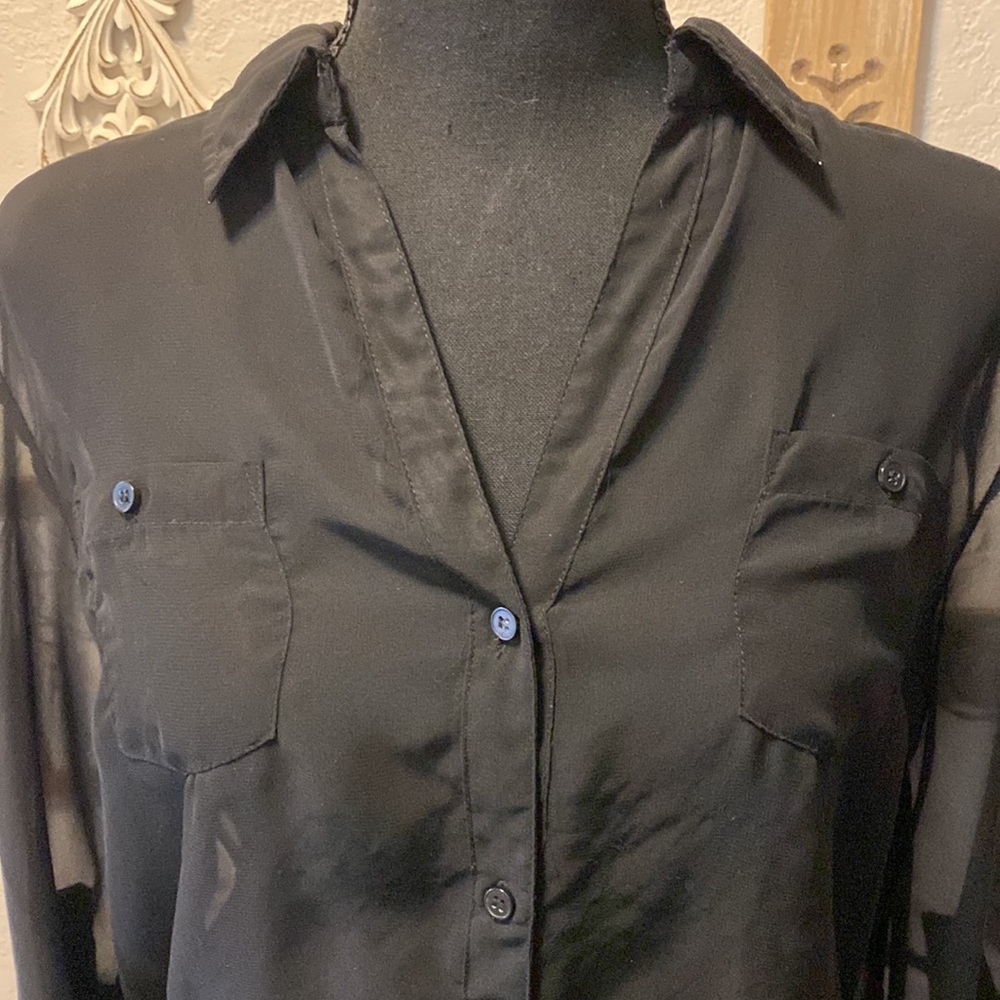 LEI sheer and lace black top size XL - Picture 7 of 8